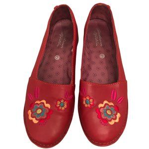 Gudrun Sjoden Red Embroidered Flats